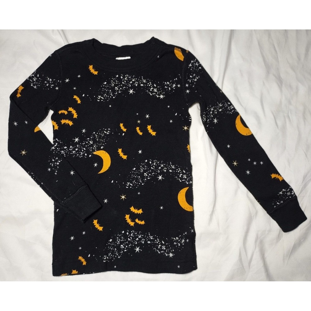 Hanna Andersson Sz 4 Black Moon Stars Bat Holiday Organic Pajama‎ Top 100 cm - Picture 3 of 3